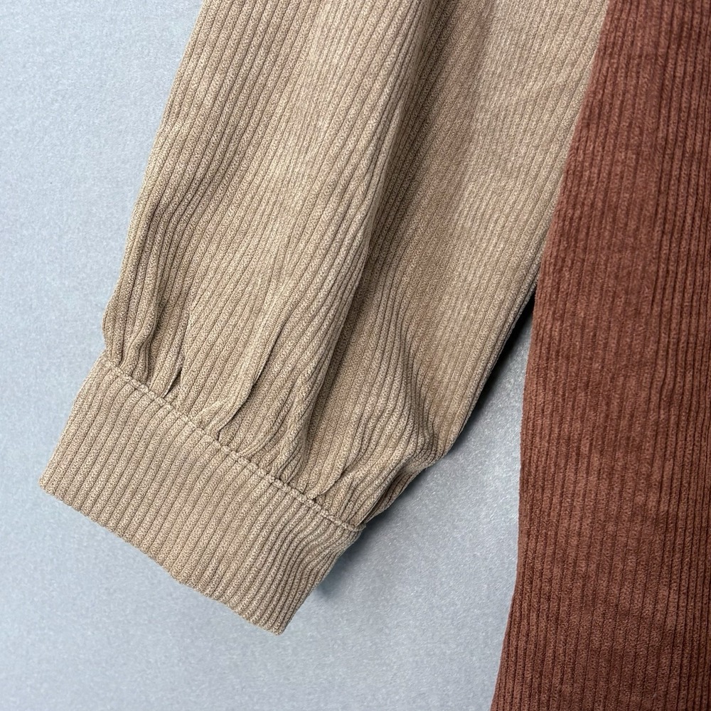 Entro Womens Large Corduroy Colorblock Shacket Tunic Cottage Boho Casual Preppy - Picture 3 of 12